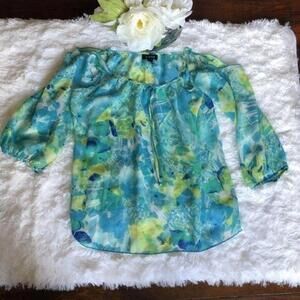 A. Byer Cold Shoulder Sheer Blouse - Size L Perfect for Spring!